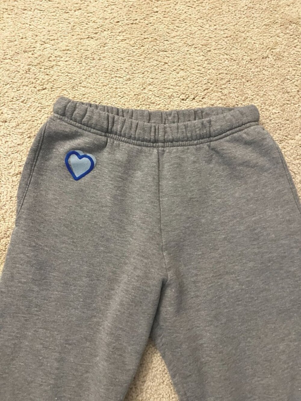 Roller Rabbit Heather Gray Blue Heart‎ Sweatpants Jogger SMALL
